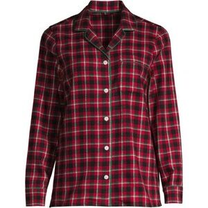 Lands' End Women’s Flannel Sleep Top ONLY Rich Red Field Check Size 1X 14/16 New
